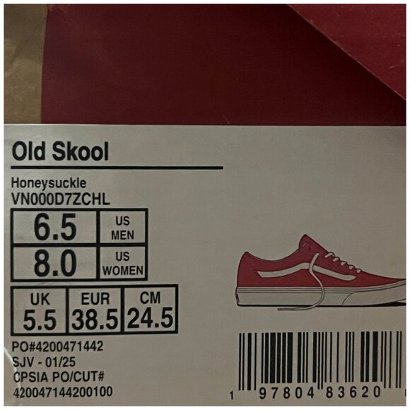 VANS • Old Skool Honeysuckle Pink Sneakers • Women’s 8 • With Box - Picture 9 of 9